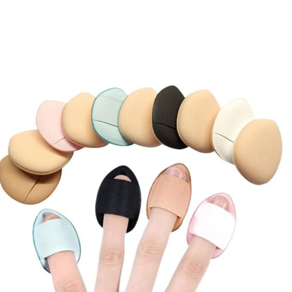 10 Mini Fingertip Makeup Sponge Pad for Liquid Foundation, Cream, Concealer, Eye Shadow, Wet Dry Beauty Makeup Tools (5 Color)
